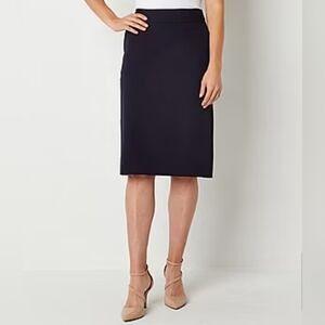 Liz Claiborne Womens Mid Rise Pencil Skirt - Navy